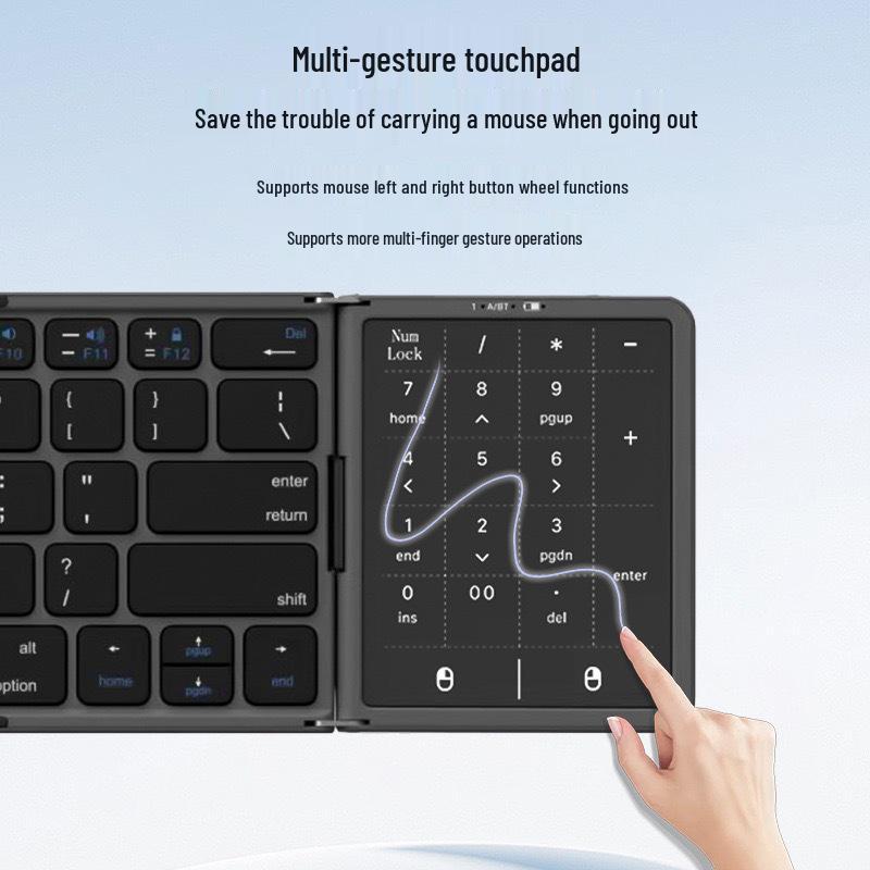 Foldable Bluetooth Keyboard with TYPE-C Charging, Large Touchpad & Multi-Device Switchability