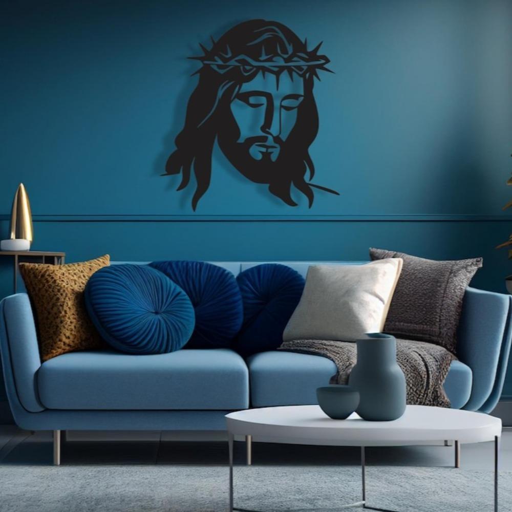 Forged Iron Jesus Portrait Wall Decor, Religious Christian Art for Home, Faith Based Metal Craft