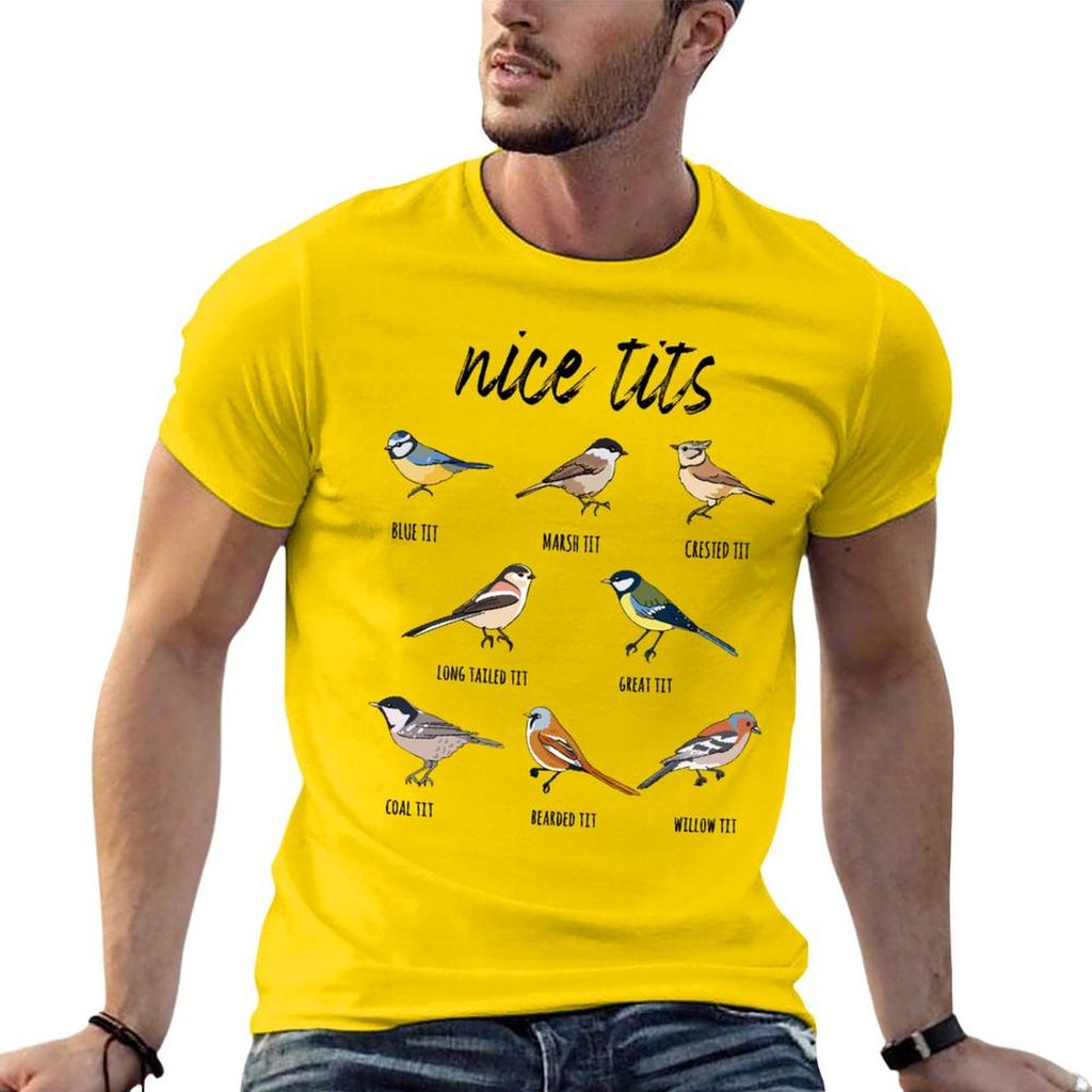 Nice Tits Funny Bird Watching T-Shirt Oversizeds Shirts Graphic Men Clothes