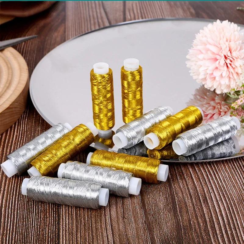 1/2/3PCS Gold And Silver Thread Shiny Hand Sewing Machine Gold Thread Sewing Thread DIY Patchwork Home Sewing Accessories