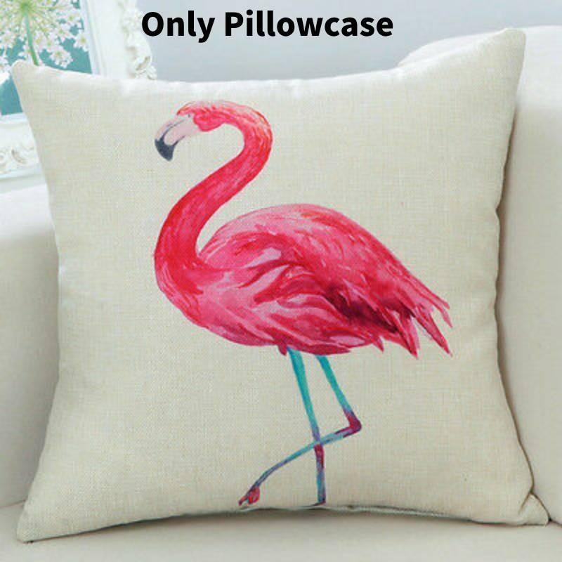 Adorable New Ins Flamingo Cartoon Soft Linen Throw Pillow For Cozy Sofa Decor
