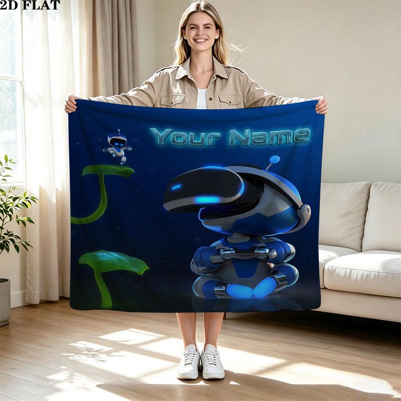 1PC ASTRO BOT Custom Name Patterned Flannel Blanket Suitable For All Seasons for Home Decor Warmth and Comfort Gifts Holiday Present
