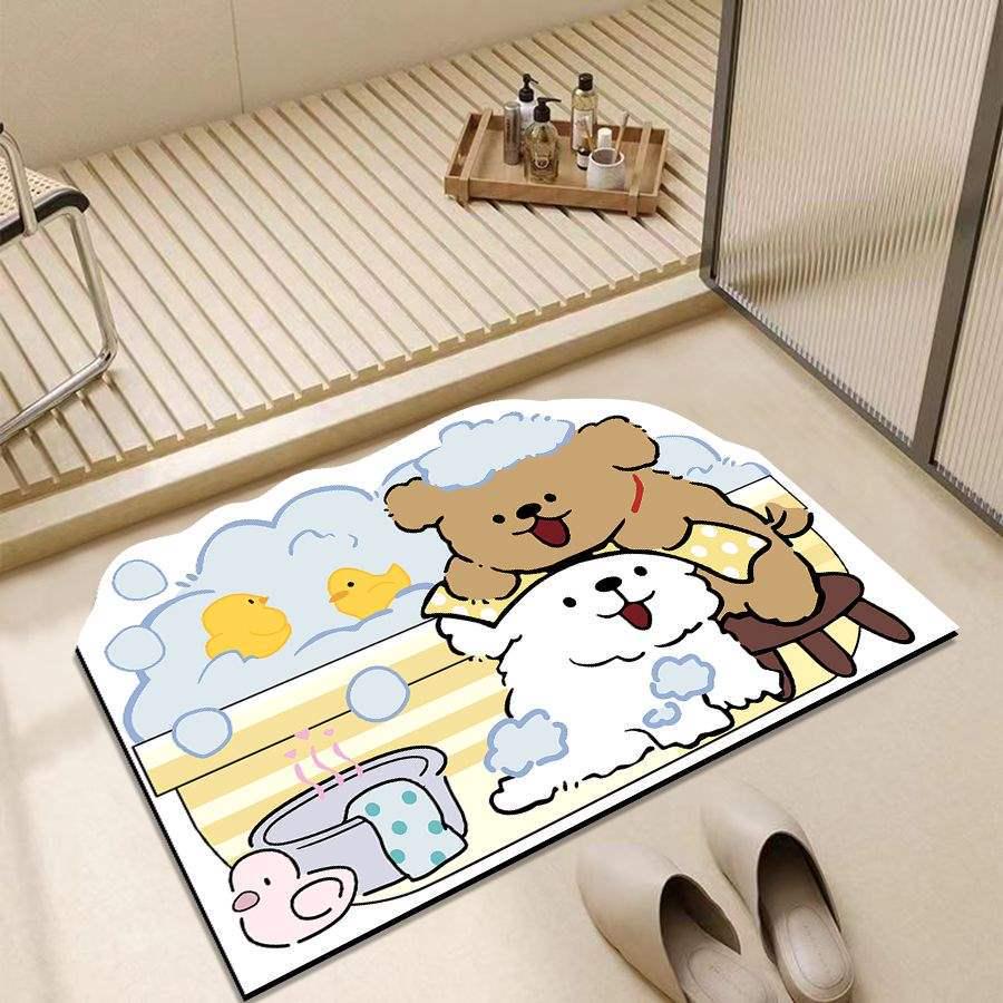 Crayon Shin-chan Quick-Dry Bathroom Diatomite Floor Mat - Non-Slip Absorbent Foot Pad