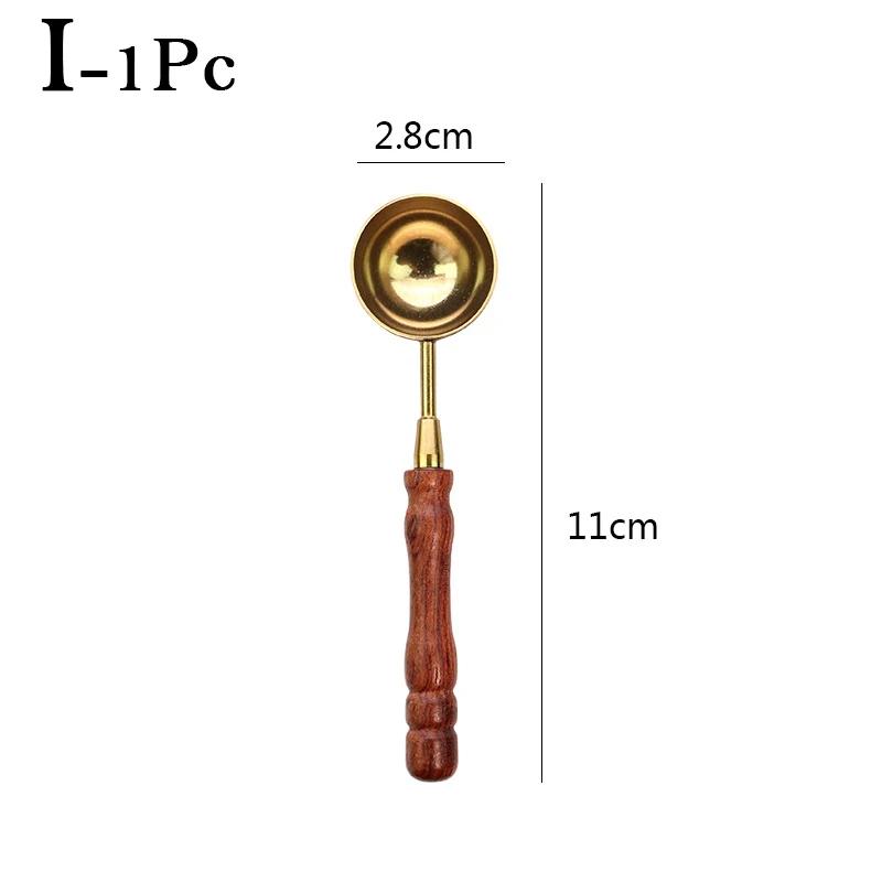 New Sealing Wax Spoon Anti-Hot Wood Handle Retro Wax Stamping Spoons Fire Paint Melting Firing Stamp Envelopes Card Metal Tool