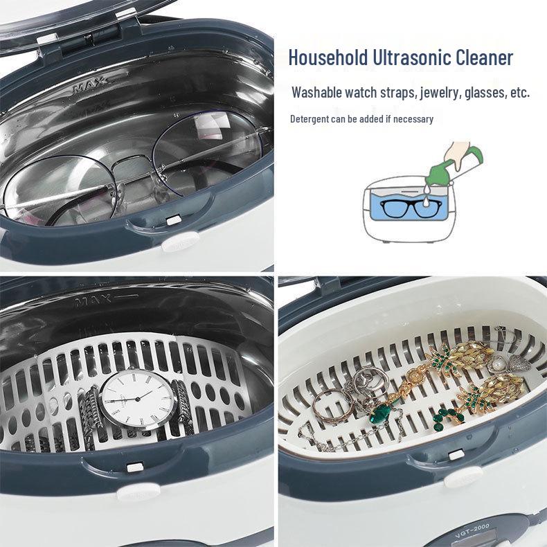 Compact Multi-Purpose Ultrasonic Cleaner for Glasses, Watches, Jewelry, and Instruments