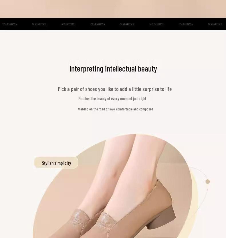 Damskor i äkta läder med mjuk sula och spetsig tå, mångsidiga och bekväma för vår och höst, aprikosfärgade