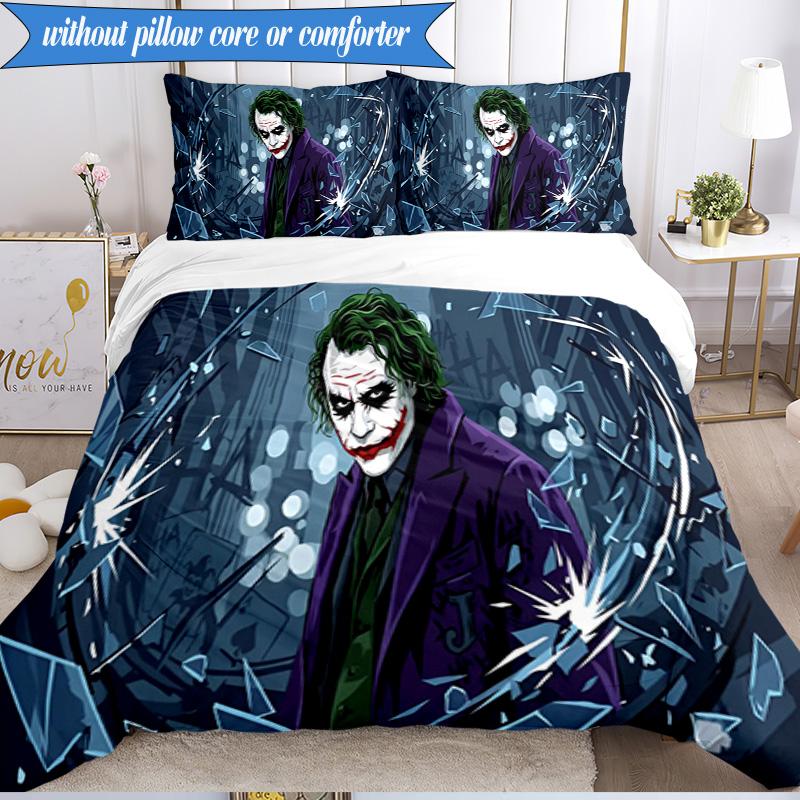 3PCS Clown Bedding Set Duvet Cover Closure Includes 1 Duvet Cover & 2 Pillowcases for All Seasons Bedroom Decor Christmas Fan gifts