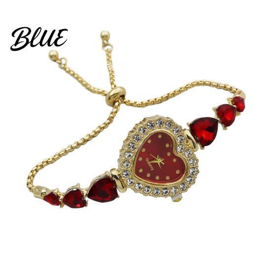 Classic Wristwatch for Ladies Women's Heart Shaped Bracelet Watch Rhinestone