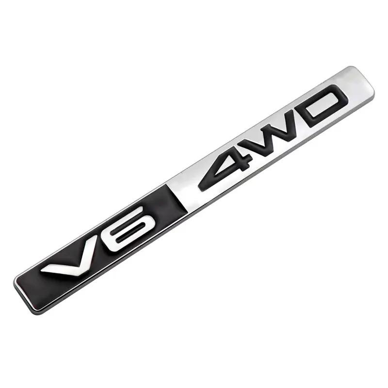

3D Metal V6 4WD Logo Car Trunk Badge Emblem Rear Body Tailgate Adhesive Badge For Toyota Prado Land Cruiser 4Runner Highlander срібний