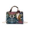 Color Snake Pattern Silk Scarf Handbag PU Chain One-shoulder Diagonal Small Square Bag