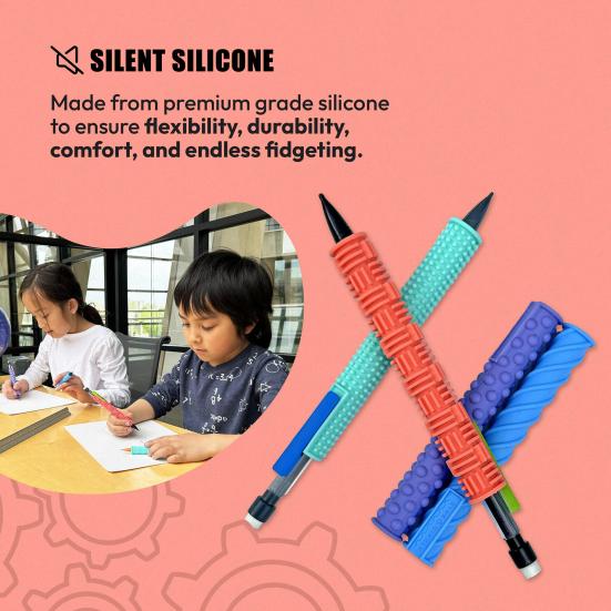 Silicone Pen Sleeve for Quiet Fidgeting Sensory Stress Relief Pen Mechanical Pencil Conversion Kit Teacher Gift for Classroom Supplies