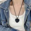 Vintage Black Leather Love Necklace Fashion Lace 3D Necklace Gift for Friends