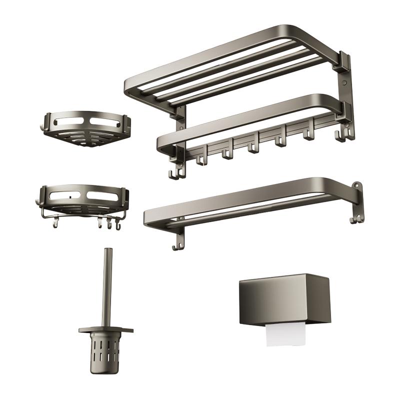 Yuhong Feiyu Space Aluminum Gun Gray Punch-Free Bathroom Towel Rack & Shelf