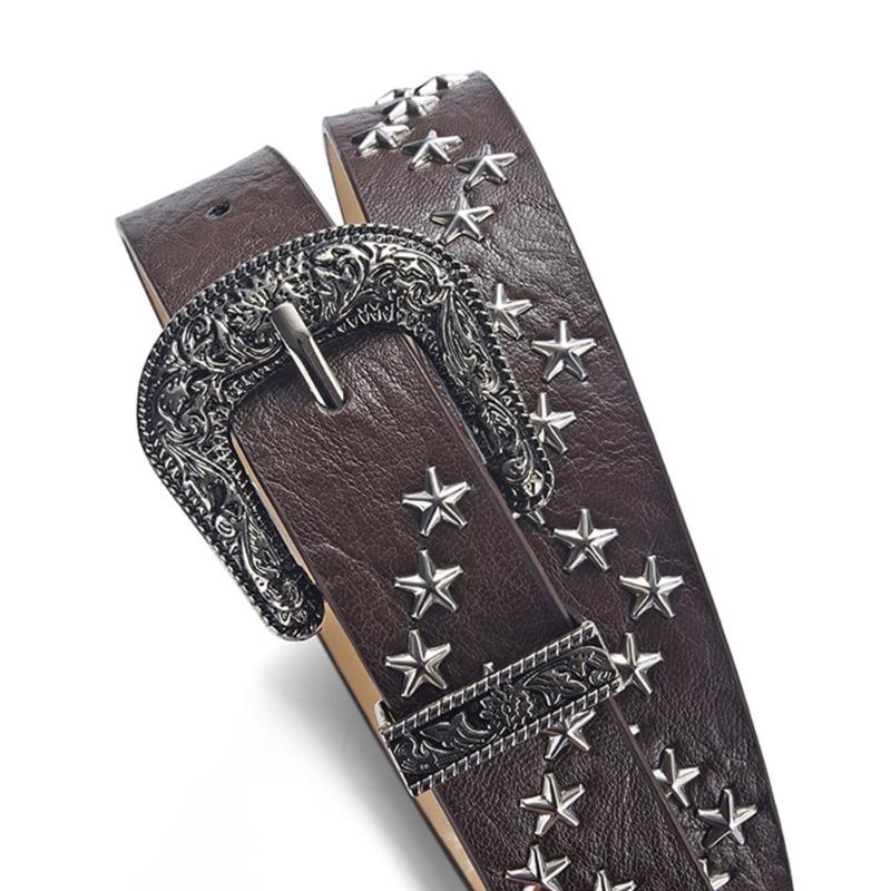 Elegant PU Belt With Star Embellishments Trendy Soft Belt With Adjustable Accessory for Dress or Jeans