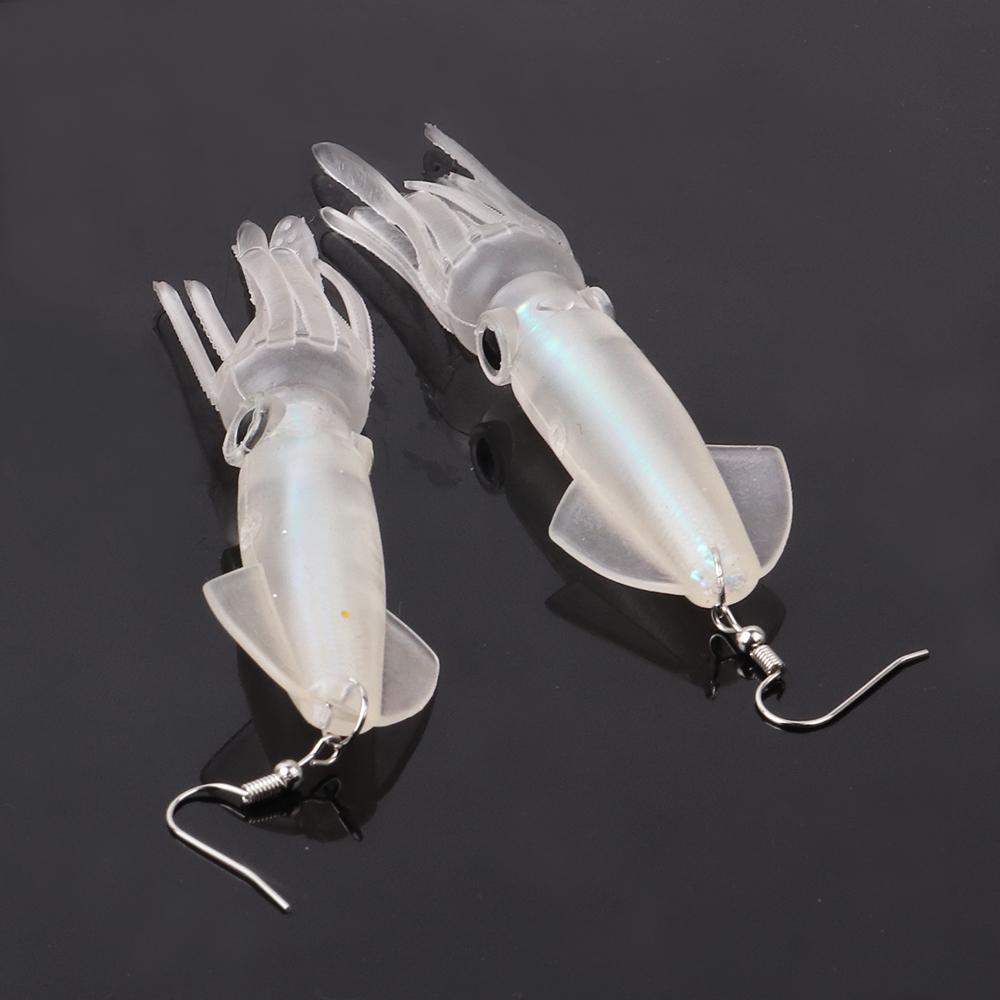 Noctilucence Color Tube Squid Drop Earrings for Women Giant Jelly Bionic Soft Lure Marine Animal Earring Fishing Lovers Gifts