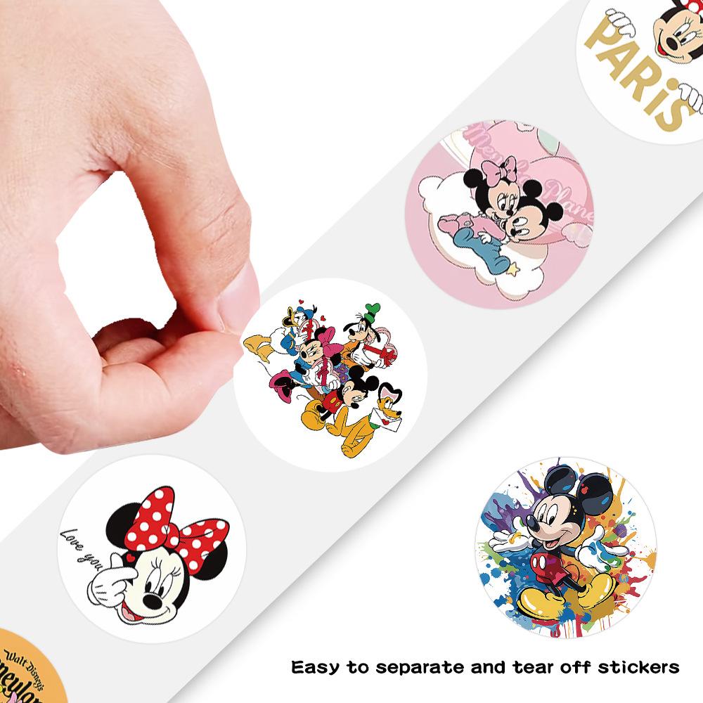 500pcs/Roll New Disney Cartoon Mickey Mouse Sealing Stickers DIY PVC Laptop Decals Decoration Reward Gift Toy