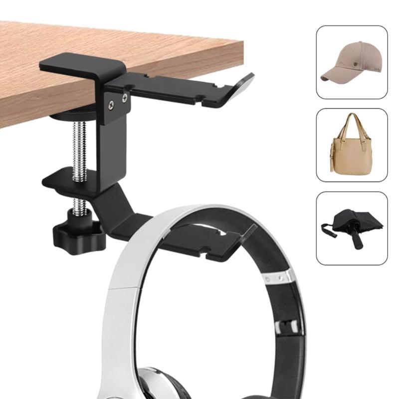 Under Desk Headsets Holder Featuring 360 Swivels Hook and Builts In Cable