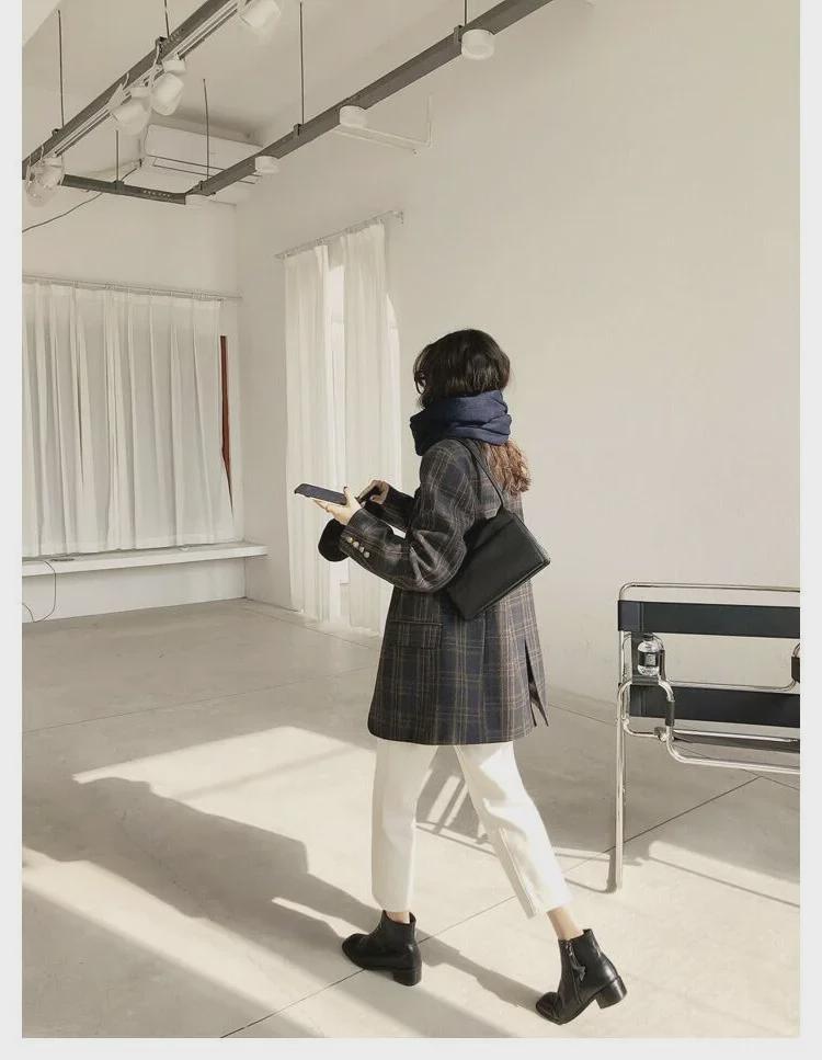 New Autumn/Winter Plaid Woolen Coat - Plus Size, Medium Length (Fat MM 21607)