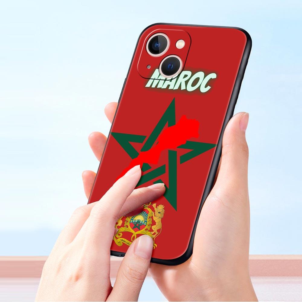 Moroccan Flag Maroc Morocco Passport Phone Case For iPhone 17 16 15 Pro Max 11 12 13 14 7 8 Plus SE 2020 X XR XS Cover Black
