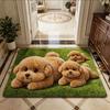 Absorbent Teddy Dog Print Rug Diatomite Entryway Rug Cartoon Floor Mat  Home Decor