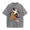Fußball Anime Bedrucktes T-Shirt Herren Damen Kleidung Vintage Gewaschenes Oversized T-Shirt Kurze Ärmel Baumwolle T-Shirts Oberteile
