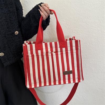 Coole Street-Handtasche, Damen-Schultertasche mit großem Fassungsvermögen, Trendige gestreifte Canvas-Umhängetasche, Mode-Reise-Einkaufs-Tragetasche