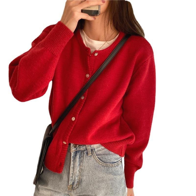 Core-spun Sand Sweater, Knitted Cardigan, Stacked with A Loose and Gentle Coat, with A Korean Version of A Foreign-style Women's Top On The Outside.