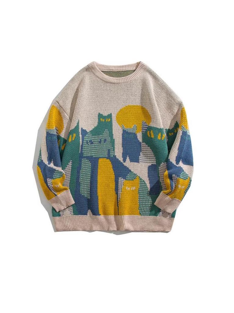 2025 Trendy Men's Jacquard Knit Sweater - Autumn/Winter Round Neck, Casual & Versatile for Couples.