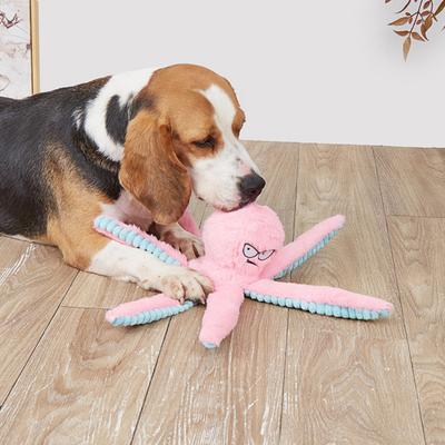 Hund Plysch Bläckfisk Leksak Interaktiv Tuggleksak Bitresistent Ljud Valp Pipig Bläckfisk Skallra Husdjurstillbehör