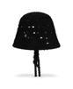 Bajal Va Curved Oval Metallic Knit Punching Bucket Hat Black