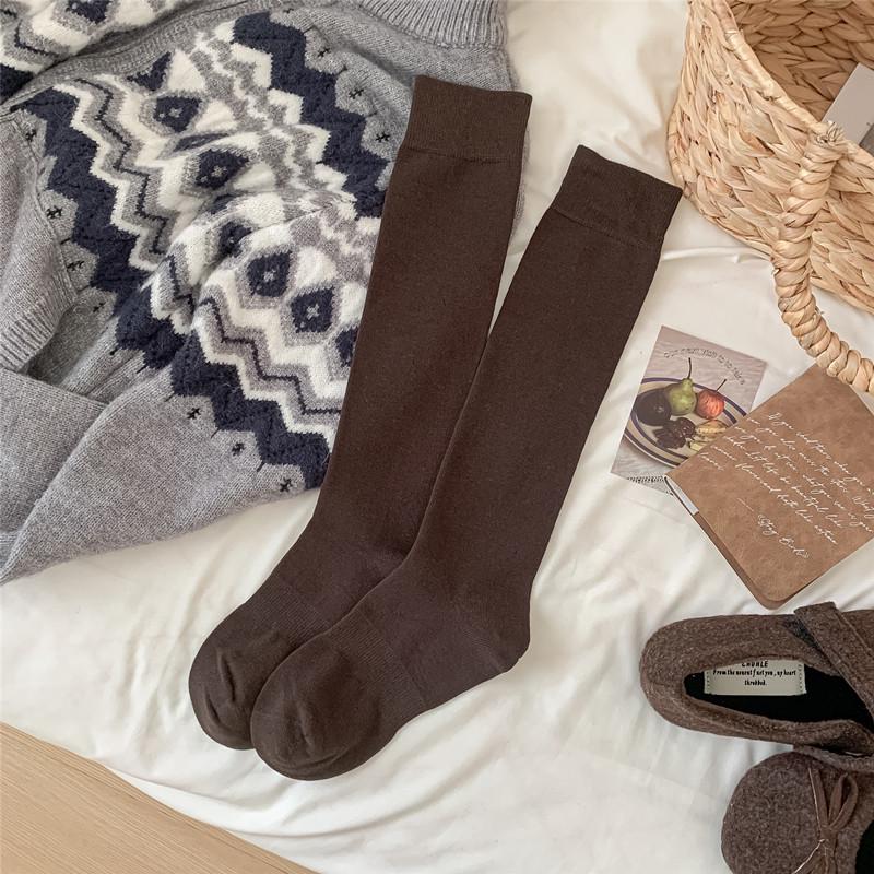 Универсальные женские утягивающие гольфы до колена Maillard - Однотонные осенне-зимние цвета One Size темный кофе