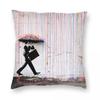 Banksy Umbrella Happy Girl Square Pillowcase Polyester Linen Velvet Creative Zip Decorative Pillow Case Home Cushion Case
