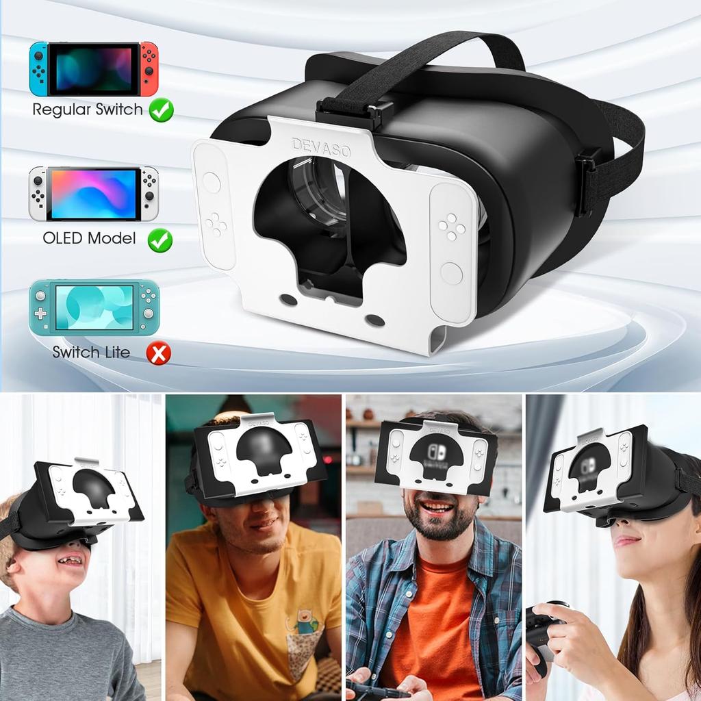 MVPTGRS VR Headset for Original Nintendo Switch & Switch OLED Model Upgraded, Virtual Reality Glasses with Adjustable HD Lenses and Comfortable Head