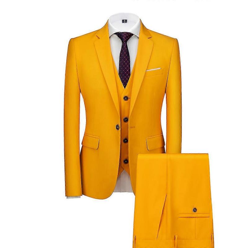 Mile Men's 3 Pieces Suit Elegant Solid One Button Slim Fit Party Suit Sets