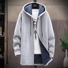 Men's Hooded Long Knit Jacket Cardigan Long Hooded Sweater Thickened Warm Jacket