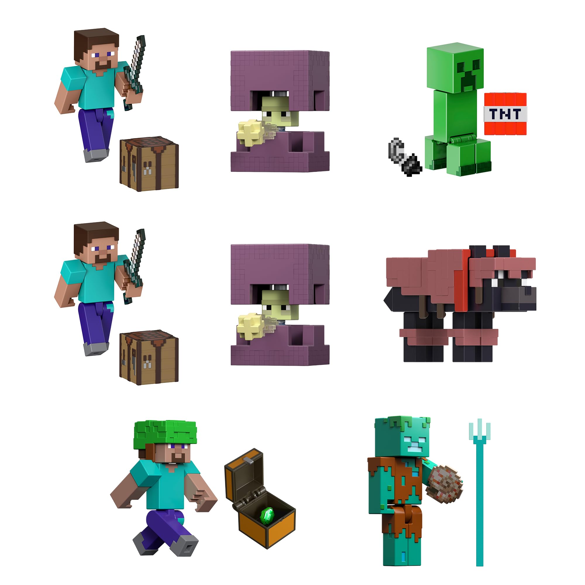 

Mattel Minecraft Basic Figures V Box Set for Ages 6 and Assortment, 8-Piece Kids, Up, Multi-Purpose, 986V-GTP08