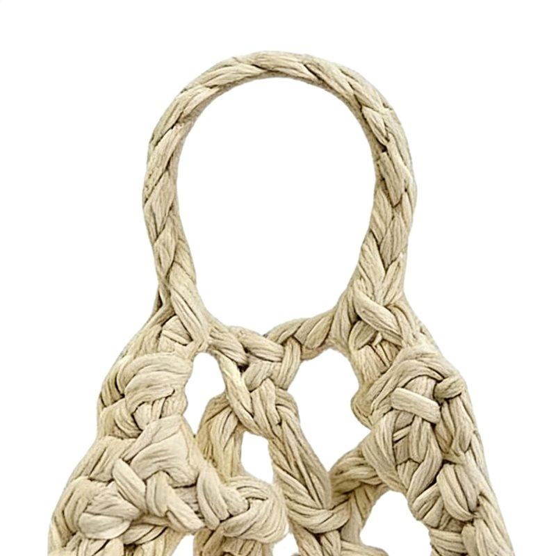A03F-Handmade Cotton Macrame Plant Hanger Cotton Rope Woven Hanging Basket With Net Pouch Boho Macrame Plant Hanger
