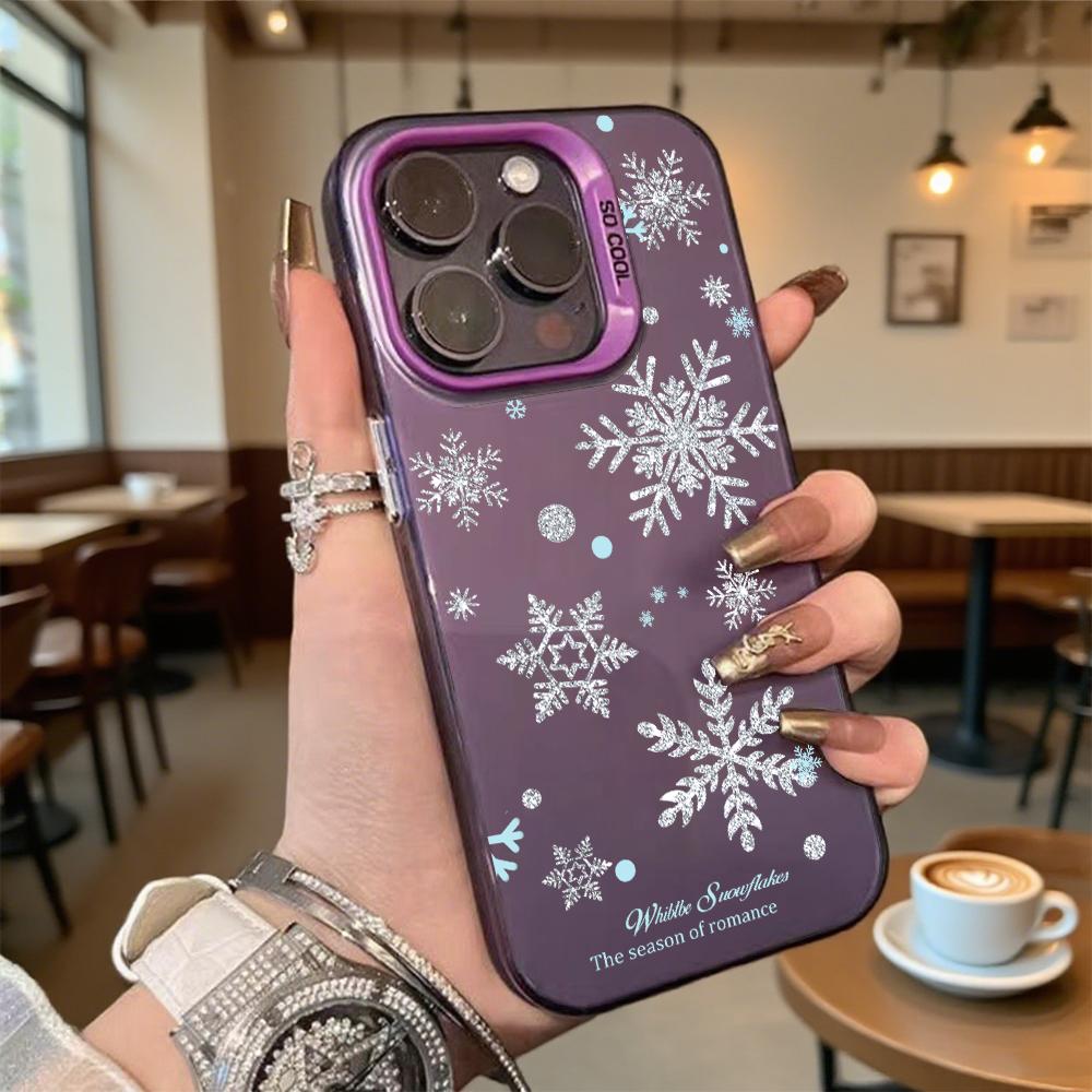 Silver Snowflakes Shockproof Phone Case for Iphone 16 15 14 13 12 11 Pro Max/Mini Anti-Scratch Premium Hard Cover