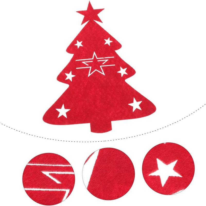 4-teiliges Besteckset, Weihnachtsmesser- und Gabelhalter, Elch-Weihnachtsbaum-Tasche, Vliesstoff, Kochgeschirr-Organizer, Tischdekoration