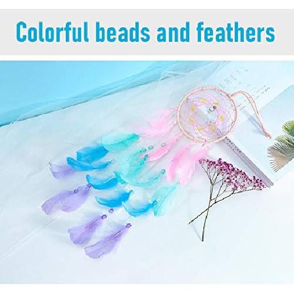 AWLEE Colorful Dream Catchers, Handmade Feather Native n Circular Net for Kids Boys Girls Bedroom Wall Hanging Decoration Decor Nursery Wall Art