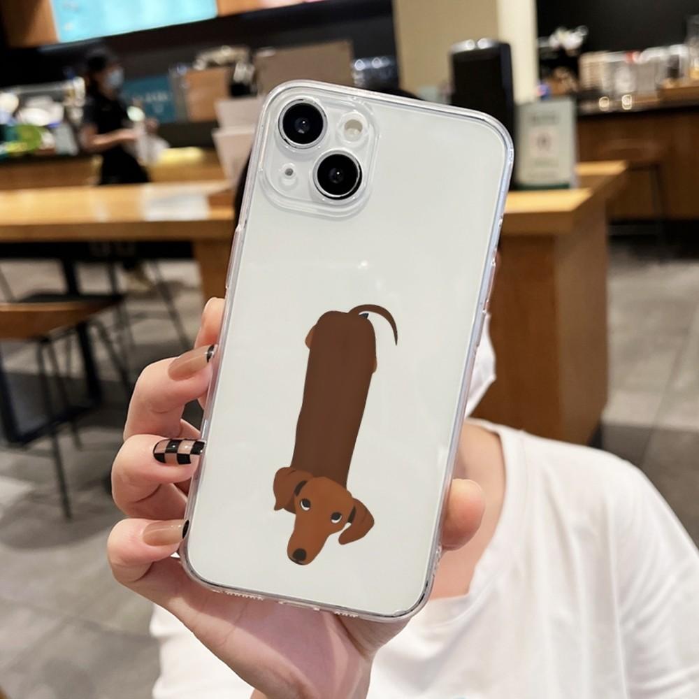 Custodia Telefono Cane Silhouette Bassotto Per iPhone 17 16 15 14 13 12 11 Pro Max XS X XR 16e Cover Posteriore Trasparente Funda