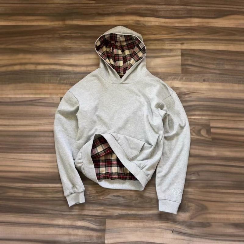 European and American Y2K double-sided street hip-hop plaid hoodie