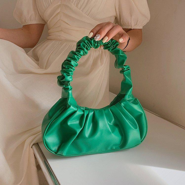 Cartoon Solid Color Pleated Cloud Bag Minimalist Women's Underarm Bag Kawaii Girl Fashion Versatile Handbag  Gifts