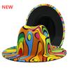 Colorful Wide Brim New Style Church Derby Top Hat Panama Felt Fedoras Hat for Men Women Artificial Wool British Style Jazz Cap