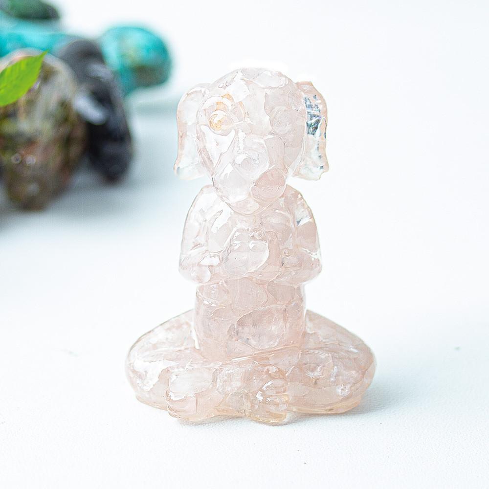Zen Sitting Dog Resin Art Desk Decor Handmade Crystals For Meditation Gift