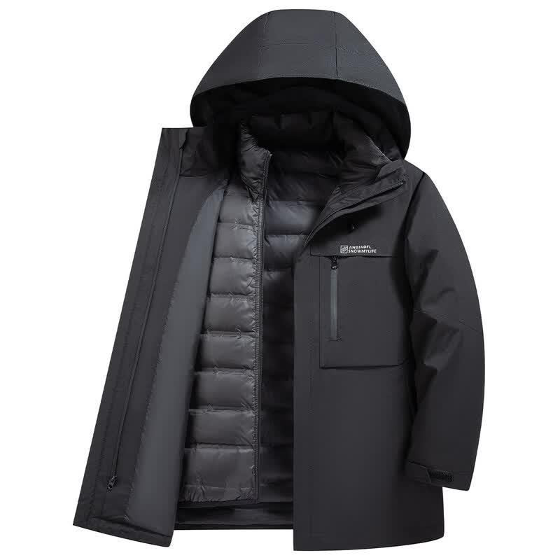Xuezhongfei Men s 3-in-1 Mid-Length Winter Down Jacket L