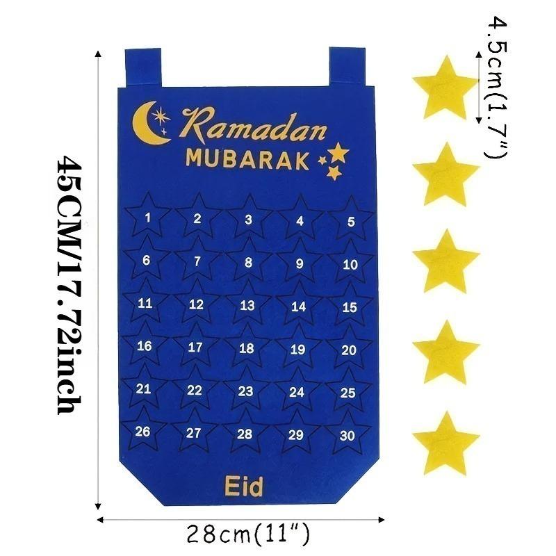 Ramadan Mubarak Countdown-Kalender Traditionelle Plüsch-Hängedekoration Islamische Muslimische Partyzubehör für Heimdekoration Eid-Feier