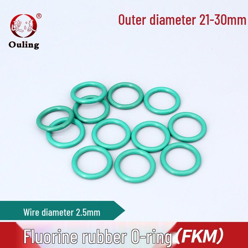 Green FKM O-ring, Outer Dia. 21-30mm, Cross-sec. Dia. 2.5mm OD 21mm (5 pcs) Green FKM O-ring