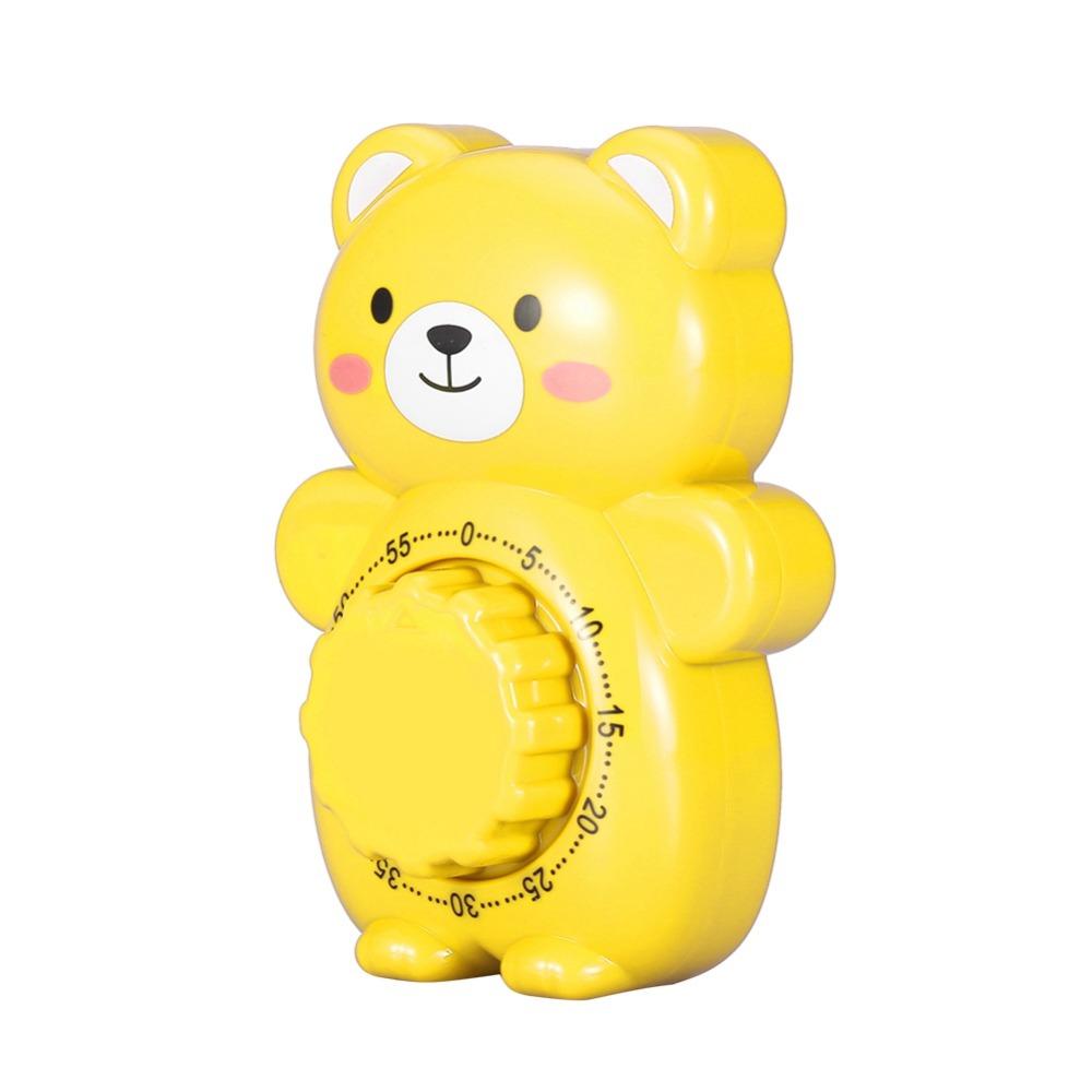 Cartoon Bear Mechanical Kitchen Timer ABS Material 60 Minutes Cartoon Timer 4.3*3*1.6in Manual Rotating Alarm Clocks
