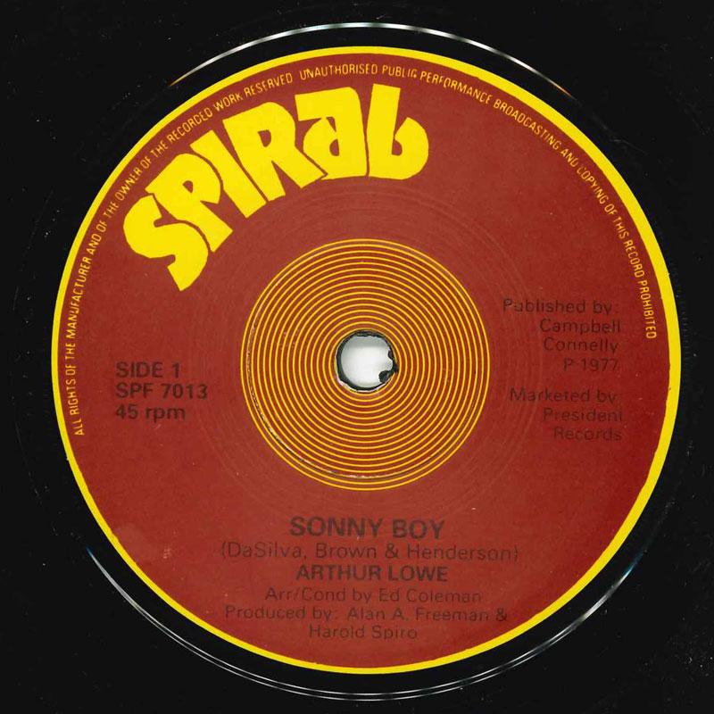 

7inch Record ARTHUR LOWE - Sonny Boy SPF7013 Spiral 1977 UK Soundtracks & Musicals Used